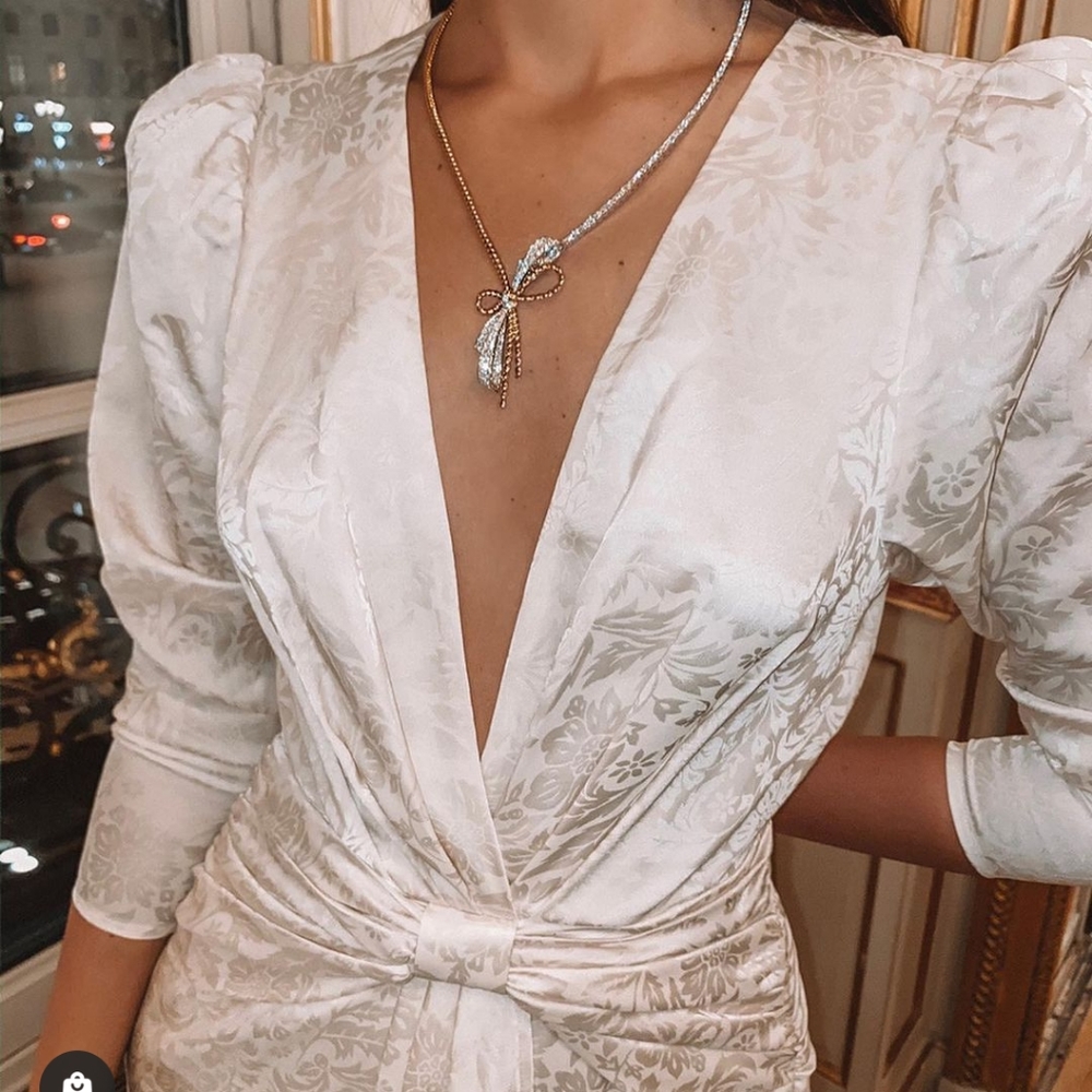 LPA nwot katya champagne plunging midi dress xs